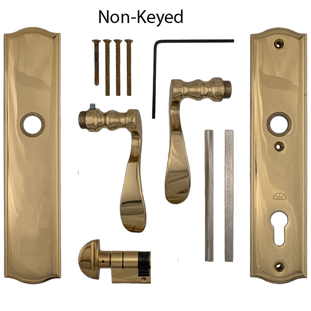 Hoppe Wide Plate Munchen Active Handle Set, M112PL M370  Polished Brass - Hoppe Wide Plate Munchen Active Handle Set, M112PL M370  Polished Brass