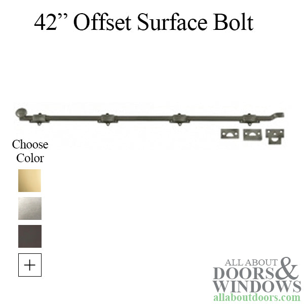 42'' Offset Flush Bolt, Heavy Duty Brass - Choose Finish - 42'' Offset Flush Bolt, Heavy Duty Brass - Choose Finish