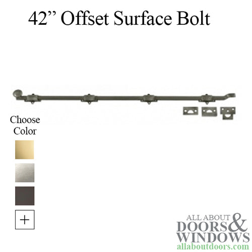 42'' Offset Flush Bolt, Heavy Duty Brass - Choose Finish - 42'' Offset Flush Bolt, Heavy Duty Brass - Choose Finish