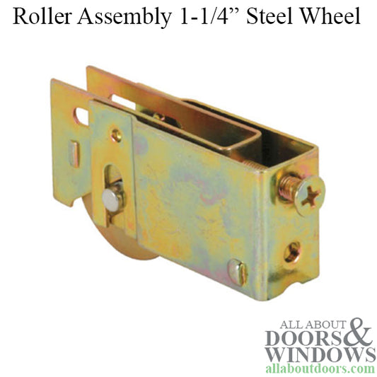 Sliding Door Roller With Adjustable Steel Housing 1.25 Inch Steel Wheel