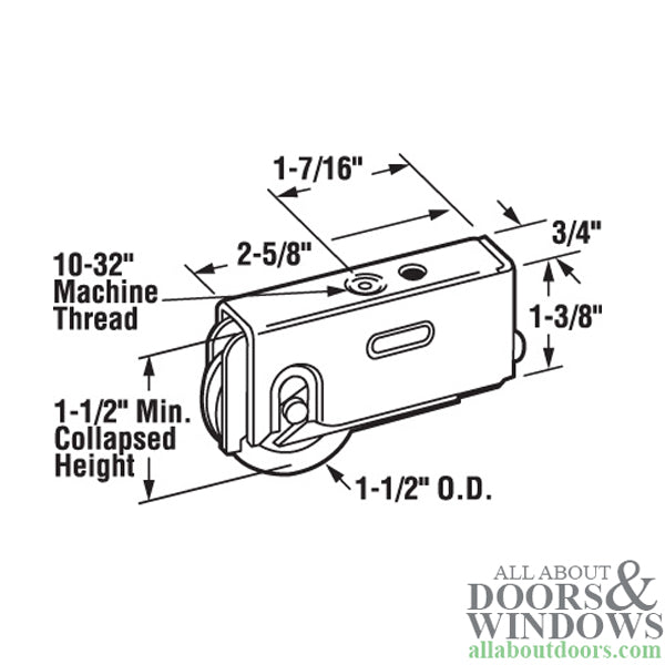 Sliding Door Roller With 1.5 Inch Steel Wheel With Steel Plain Back Housing - Sliding Door Roller With 1.5 Inch Steel Wheel With Steel Plain Back Housing