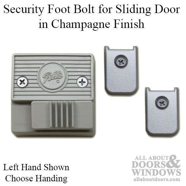 Security Foot Bolt for Sliding Door, Champagne - Choose Handing - Security Foot Bolt for Sliding Door, Champagne - Choose Handing