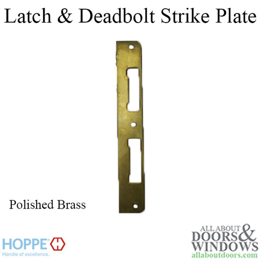 Latch & Deadbolt Strike Plate, 1.30 x 8.82 Flat - Polished Brass