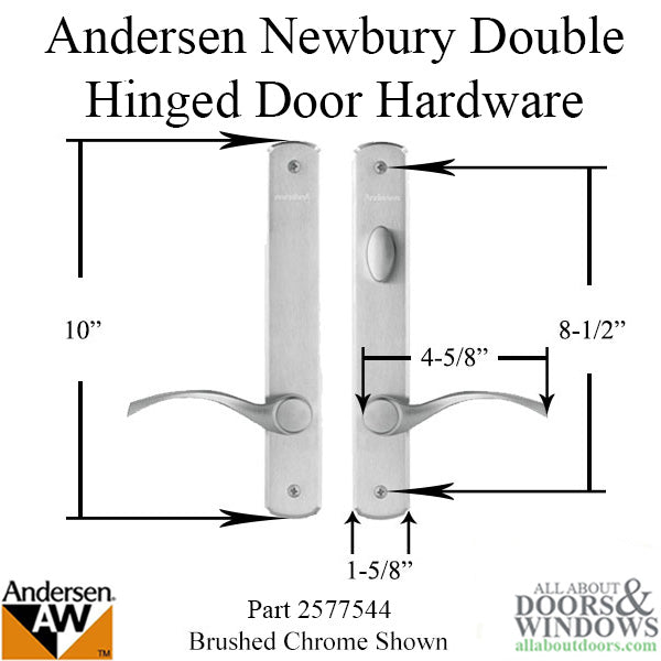 Hardware Kit, Double Door, Newbury, Active / Passive Door - Bright Brass - Hardware Kit, Double Door, Newbury, Active / Passive Door - Bright Brass