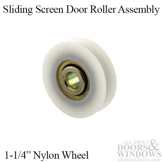 Roller Assembly with 1.25 Inch Nylon Wheel for Sliding Screen Doors