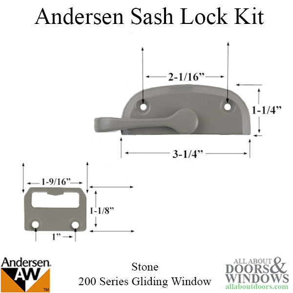 Andersen Sash lock 200 series Gliding Window -  Stone - Andersen Sash lock 200 series Gliding Window -  Stone