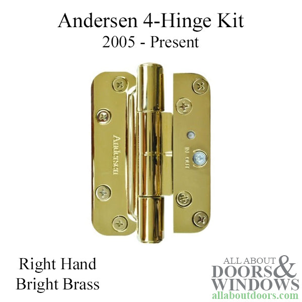 Andersen 4 Hinge Kit, Right Hand (2005-Present) - Bright Brass - Andersen 4 Hinge Kit, Right Hand (2005-Present) - Bright Brass