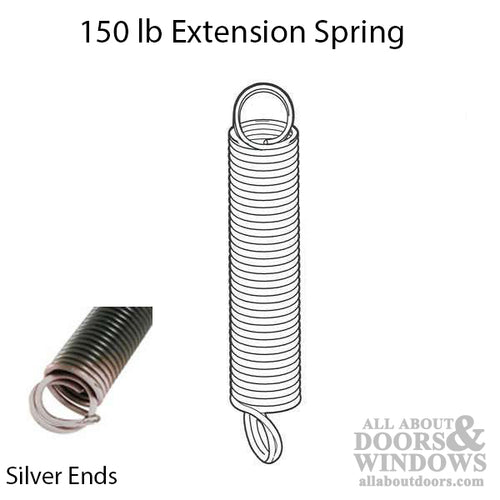 Extension Spring - 150 lbs Capacity - Silver - Extension Spring - 150 lbs Capacity - Silver