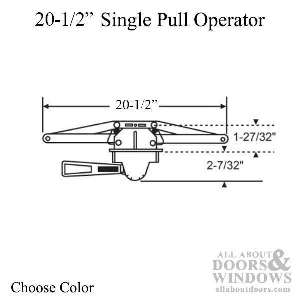 Operator, Single Hook, Pull Lever, 20-1/2 inch - Longer F plate - Operator, Single Hook, Pull Lever, 20-1/2 inch - Longer F plate