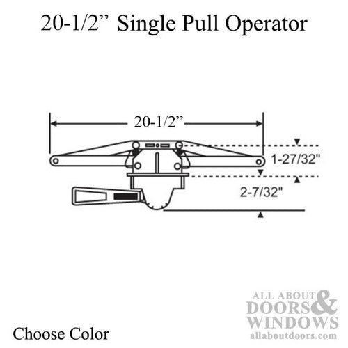 Operator, Single Hook, Pull Lever, 20-1/2 inch - Longer F plate - Operator, Single Hook, Pull Lever, 20-1/2 inch - Longer F plate