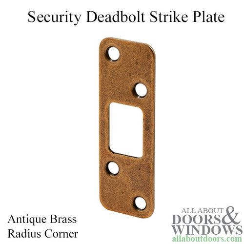 Deadbolt strike - Security - 1/4 inch Radius Corner - Antique Brass - Deadbolt strike - Security - 1/4 inch Radius Corner - Antique Brass