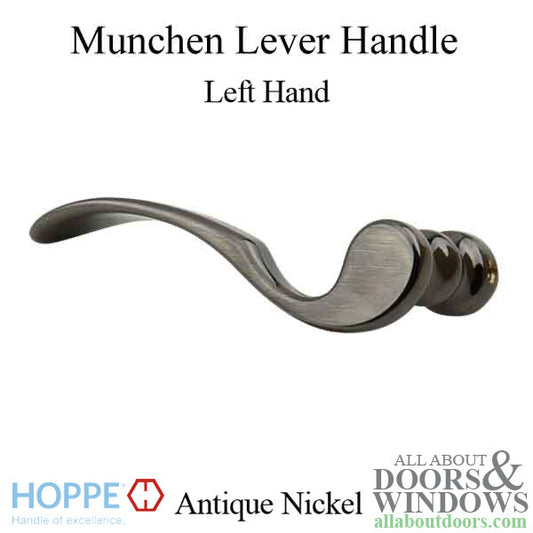 Munchen Lever Handle for Left Handed Multipoint Lock Handlesets - Antique Nickel