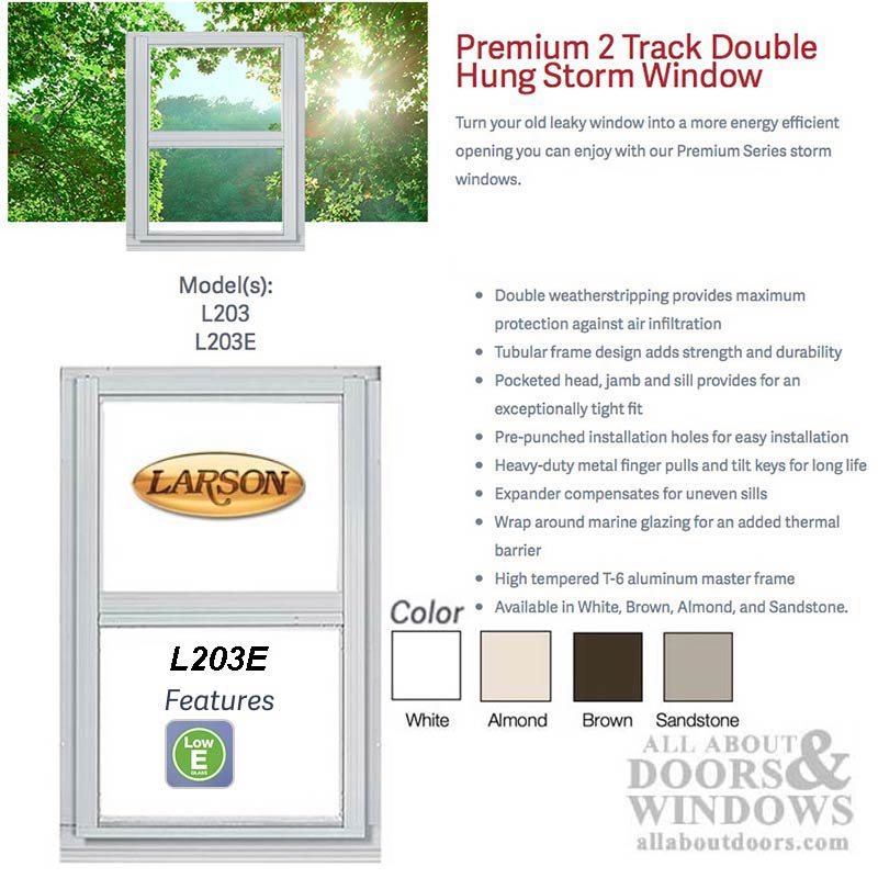 Larson Premium Double Hung 2-Track Storm Window, Low-E Glass - Larson Premium Double Hung 2-Track Storm Window, Low-E Glass