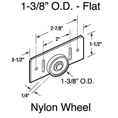 Closet Door Bottom-Mount Roller 1- 3/8 Inch Nylon Wheel Steel Bracket