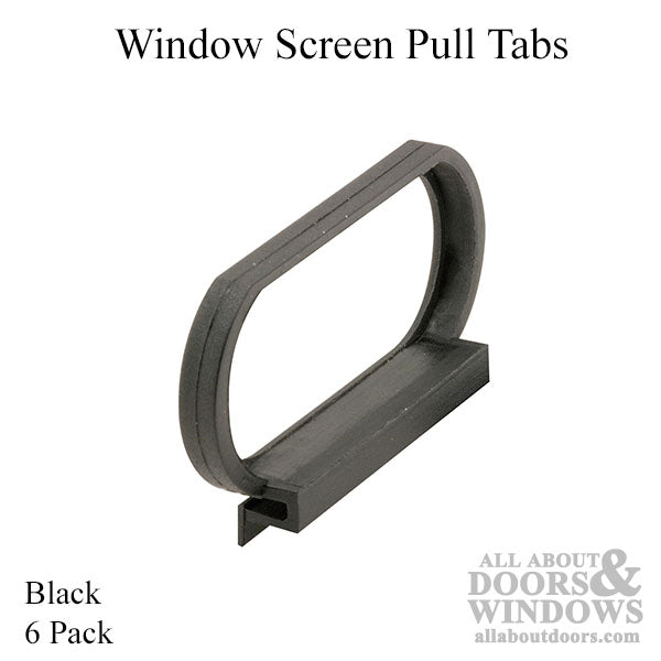 Window Screen Pull Tabs, Fits 5/16 Inch, 3/8 Inch and 7/16 inch Frame Plastic, 6 Pack - Black - Window Screen Pull Tabs, Fits 5/16 Inch, 3/8 Inch and 7/16 inch Frame Plastic, 6 Pack - Black