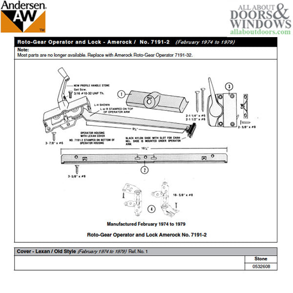 Andersen Casement Window Sash Lock, Perma-Shield 1979-95, RH - Stone - Andersen Casement Window Sash Lock, Perma-Shield 1979-95, RH - Stone