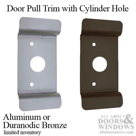 Door pull trim with cylinder hole, Offset Screws - Choose Color