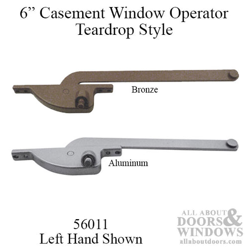 Casement Window Operator, 6 Inch Arm, Face Mounted, Left Hand shown - Choose Color - Casement Window Operator, 6 Inch Arm, Face Mounted, Left Hand shown - Choose Color