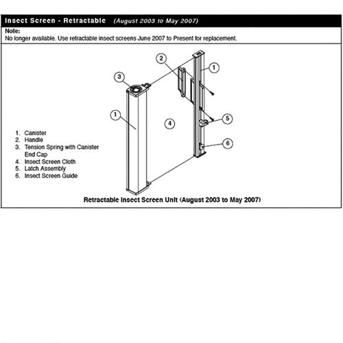 Retainer w/Screws - Retractable Insect Screen -for Andersen FGD made Aug. 03 to May 07 - White - Retainer w/Screws - Retractable Insect Screen -for Andersen FGD made Aug. 03 to May 07 - White