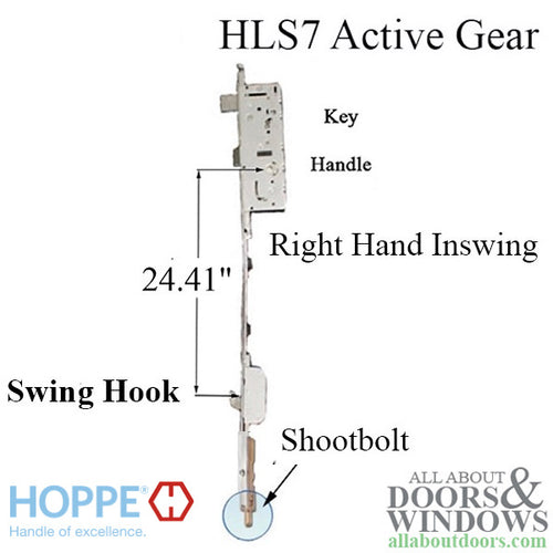 HLS7 16mm Gear 45/92 Shootbolt, 36 Inch Handle Height, Hook at 24.41 Inch - HLS7 16mm Gear 45/92 Shootbolt, 36 Inch Handle Height, Hook at 24.41 Inch