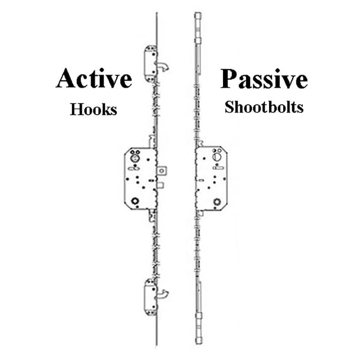 Andersen Passive 2-point Shootbolt Lock, 92-1/2 inch, 8-0 Frenchwood Door - Andersen Passive 2-point Shootbolt Lock, 92-1/2 inch, 8-0 Frenchwood Door