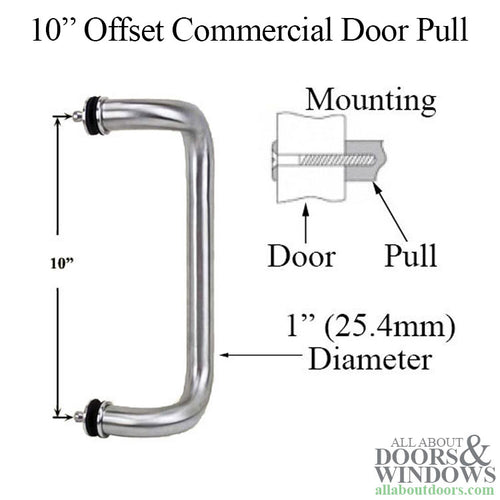 Rockwell Security 10 inch Offset Back to Back Commercial Door Pull - Rockwell Security 10 inch Offset Back to Back Commercial Door Pull