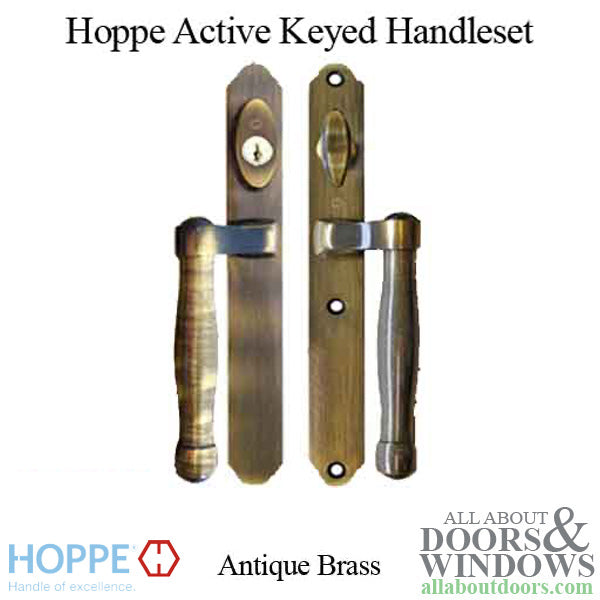 HOPPE HLS 9000 Sliding Door Handle Set Active Keyed Antique Brass - HOPPE HLS 9000 Sliding Door Handle Set Active Keyed Antique Brass