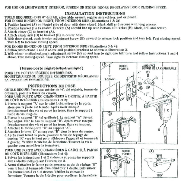 Screen and Storm Door Rotary Hydraulic Closer - Screen and Storm Door Rotary Hydraulic Closer