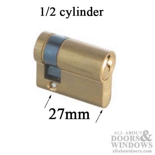 27mm Keyed 1/2 Euro Profile cylinder No Thumb