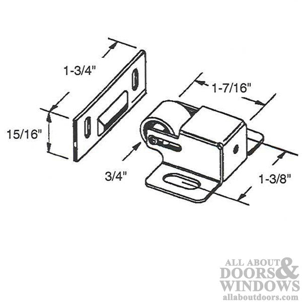 Roller Catch for Cabinet and Closet Door 0.75 Inch Roller Diameter - Roller Catch for Cabinet and Closet Door 0.75 Inch Roller Diameter