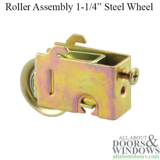 Sliding Patio Door Roller 1-1/4 Inch Steel Wheel Diameter with Adjustable Steel Housing Assembly