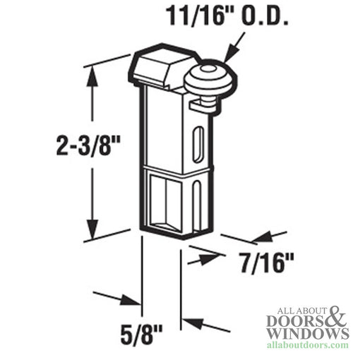 Top Hung Nylon Roller Assembly with 11/16