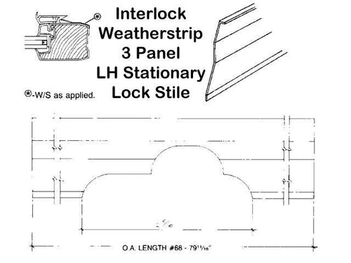 Interlock Weatherstrip, 3 Panel, LH, Stationary Lo - Interlock Weatherstrip, 3 Panel, LH, Stationary Lo