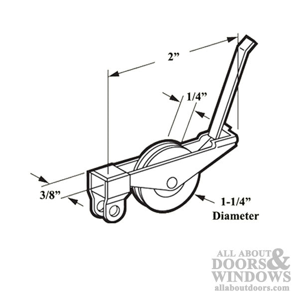 Straight Spring Tension Roller Assembly with 1-1/4 Inch Nylon Wheel for Sliding Screen Door - Straight Spring Tension Roller Assembly with 1-1/4 Inch Nylon Wheel for Sliding Screen Door