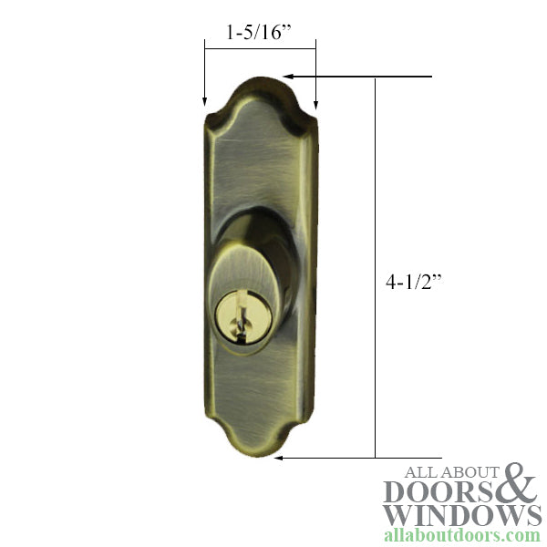 Andersen Gliding Door Keyed Lock, Covington - RH, Antique Brass - Andersen Gliding Door Keyed Lock, Covington - RH, Antique Brass