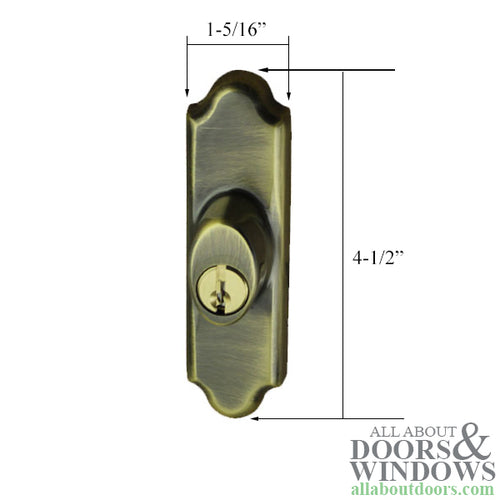 Andersen Gliding Door Keyed Lock, Covington - RH, Antique Brass - Andersen Gliding Door Keyed Lock, Covington - RH, Antique Brass