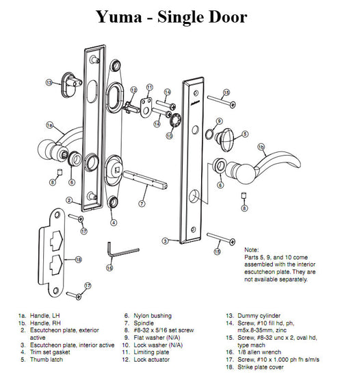 Andersen Yuma Single Door Hardware Kit - Active, Non-Keyed - Distressed Bronze - Andersen Yuma Single Door Hardware Kit - Active, Non-Keyed - Distressed Bronze