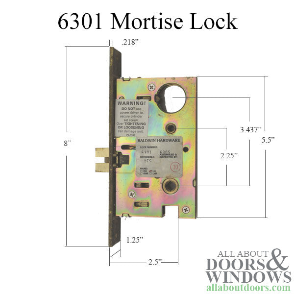 Entrance and Apartment Mortise Lock, Reversible Right Hand - Polished Brass - Entrance and Apartment Mortise Lock, Reversible Right Hand - Polished Brass