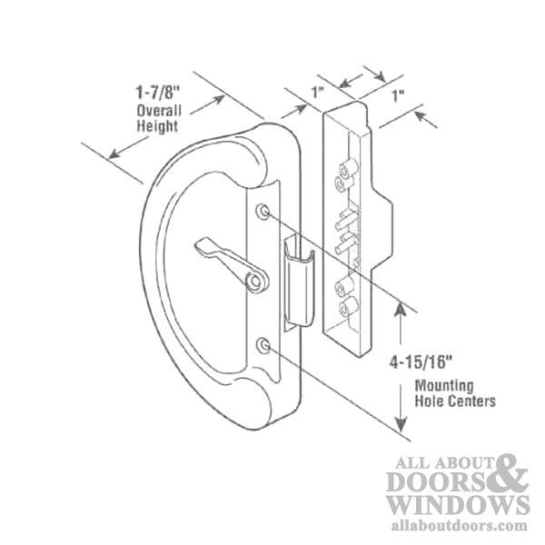 Handle Set - Sliding Patio Door, Diecast - Dual Claps - Black - Handle Set - Sliding Patio Door, Diecast - Dual Claps - Black