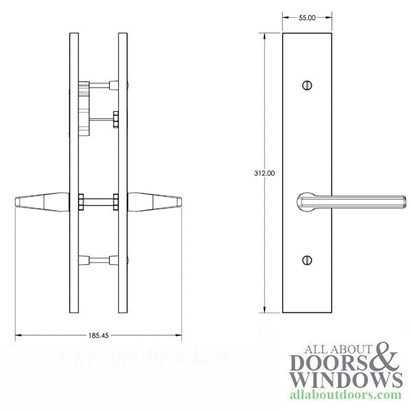 G-U Roma Handle with 55 mm Plate, Dummy with Fixed Handles, Zamac -Black - G-U Roma Handle with 55 mm Plate, Dummy with Fixed Handles, Zamac -Black
