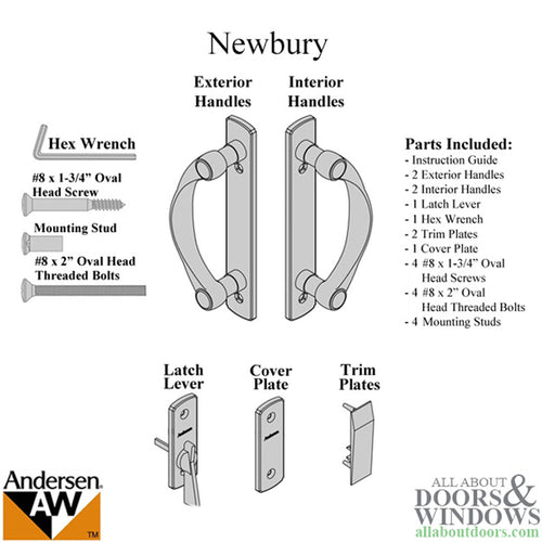 Andersen Newbury Door Handle For Two Panel Sliding Door Satin Nickel - Andersen Newbury Door Handle For Two Panel Sliding Door Satin Nickel