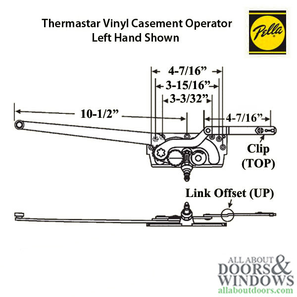 Discontinued - Pella Thermastar Vinyl Casement Operator, Right Hand Window - Replace with 55054 - Discontinued - Pella Thermastar Vinyl Casement Operator, Right Hand Window - Replace with 55054