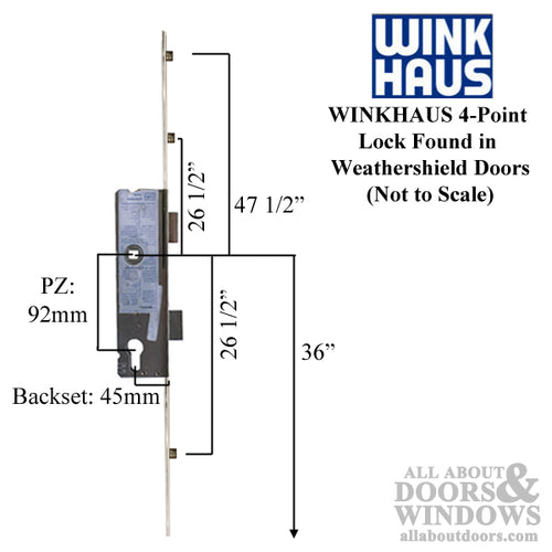 Winkhaus 4-Point Roller Multipoint Lock for Weather Shield pre-3/2002 - Winkhaus 4-Point Roller Multipoint Lock for Weather Shield pre-3/2002