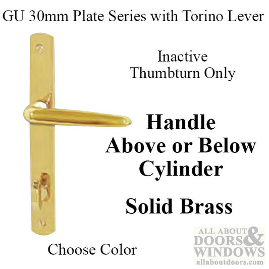 G-U Torino Handle and 30mm Plate Series, Solid Brass, Inactive, Thumbturn Only (Handles DO Move), Choose Color