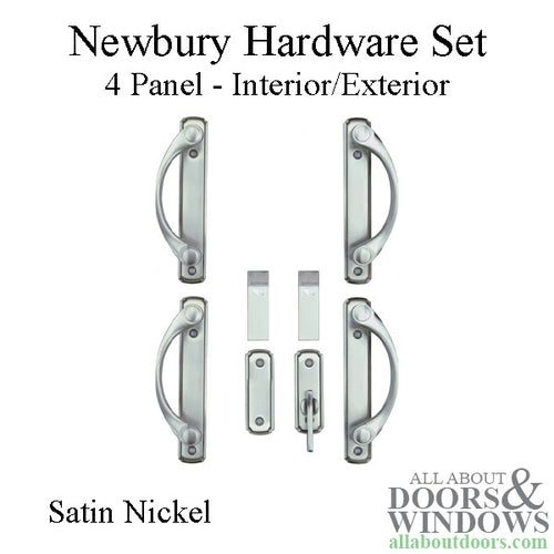 Andersen Newbury 4 Panel Double Gliding Door Hardware Set - Satin Nickel - Andersen Newbury 4 Panel Double Gliding Door Hardware Set - Satin Nickel