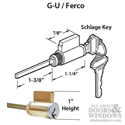 G-U / Ferco 2-1/4 door (57mm) Cylinder Tail Piece - G-U / Ferco 2-1/4 door (57mm) Cylinder Tail Piece