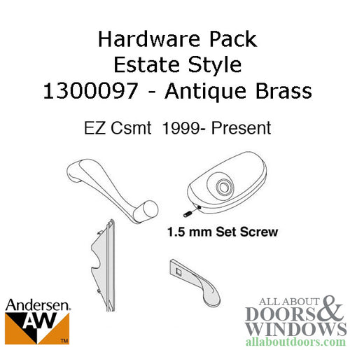 Andersen Window Hardware Pack, EZ Casement, Estate Style - Antique Brass - Andersen Window Hardware Pack, EZ Casement, Estate Style - Antique Brass