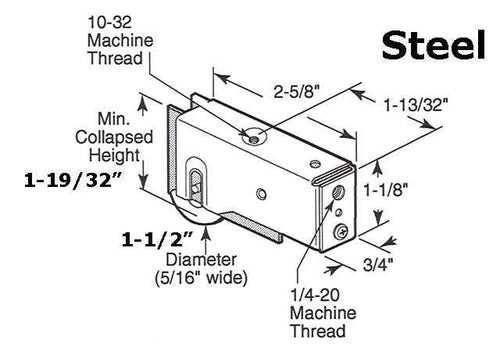 1-1/2  Steel Roller Assembly,  3/4 Housing - 1-1/2  Steel Roller Assembly,  3/4 Housing