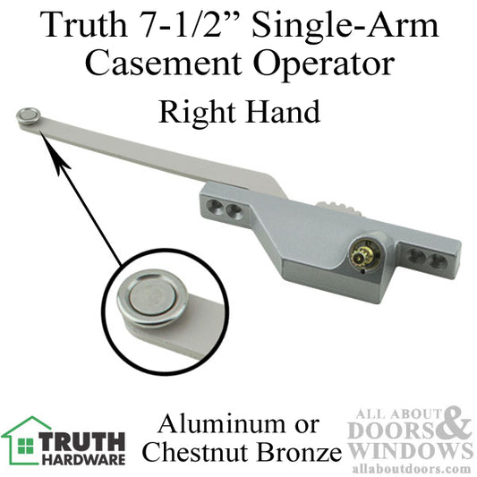 Truth 7-1/2 Single Arm Casement Operator, Front Mount, Right Hand - Choose Color