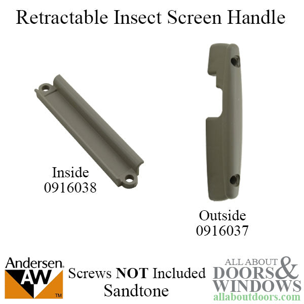 Andersen Retractable Insect Screen Exterior Handle, June 2007 - Present, Andersen Frenchwood Gliding Doors - Sandtone - Andersen Retractable Insect Screen Exterior Handle, June 2007 - Present, Andersen Frenchwood Gliding Doors - Sandtone